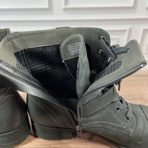 ABEO Verity Leather Combat/Moto Boots Lace Up Buckle Accent EUC Gray Size 9.5N - Picture 10 of 16